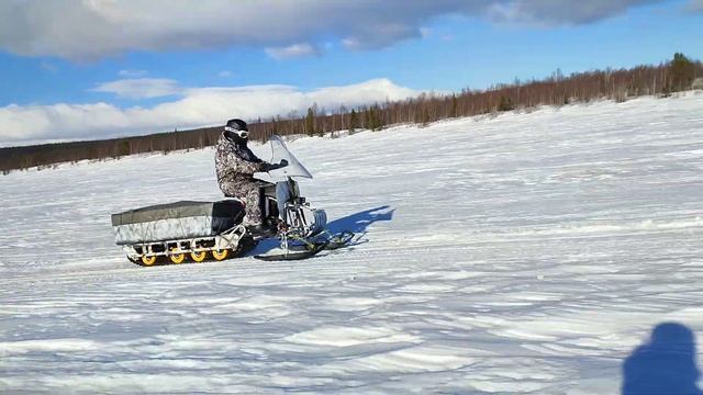 колесная подвеска на самодельном снегоходе , суперлонг. смотреть онлайн