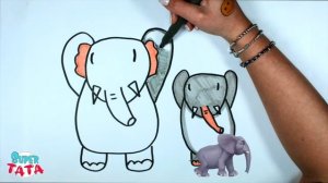 Как нарисовать слона и слонёнка | рисуем вместе с Супер Татой!