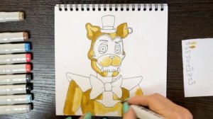 Как нарисовать "Мишку Фредди" карандашом и скетч маркерами | Рисунок из фнаф 9 поэтапно и легко