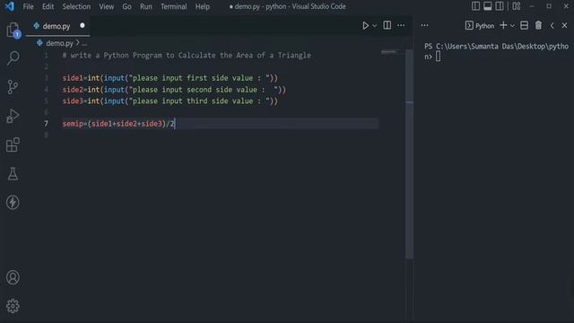 python area of triangle program | programing tutorial смотреть онлайн