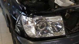 Toyota Land Cruiser 100 ремонт фар, установка диодных линз