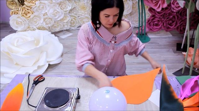 EXOTIC FLOWER "STRELITION" WITH SUBTITLES IN ENGLISH. Free workshop from Olneva Decor. Part 1 смотреть онлайн