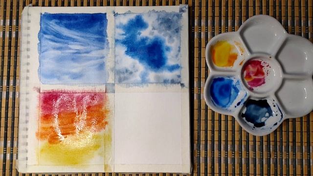 4 Техники Рисования ОБЛАКОВ Акварелью ~ Watercolor Cloud Study Process