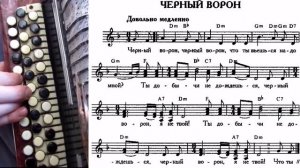 Черный ворон - на баяне с нотами в ре миноре