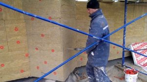 Монтаж минваты. Мокрый фасад.