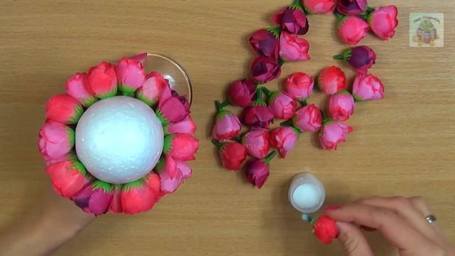 КАК СДЕЛАТЬ ТОПИАРИЙ ИЗ РОЗ ДЛЯ ДОМАШНЕГО ДЕКОРА СВОИМИ РУКАМИ. Topiary of roses. (DIY, Handmade). смотреть онлайн