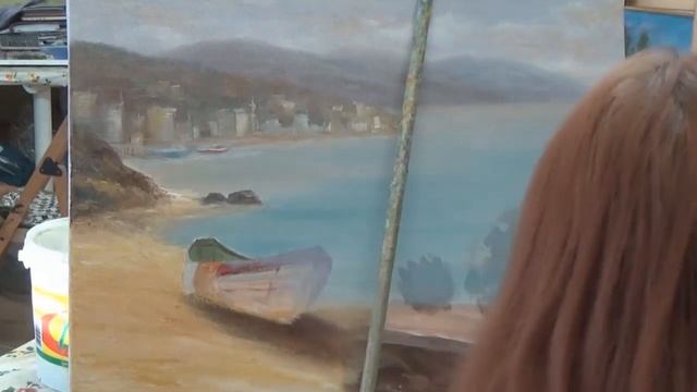 Живопись маслом мастер класс. Летний пейзаж маслом для начинающих, картина с лодкой