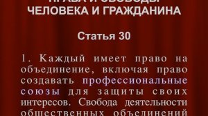 Право на объединение  Свобода деятельности общественных объединений СТАТЬЯ 30 Конституции