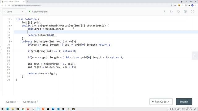 [Java] Leetcode 63. Unique Paths II [DP Distinct Ways #3] смотреть онлайн