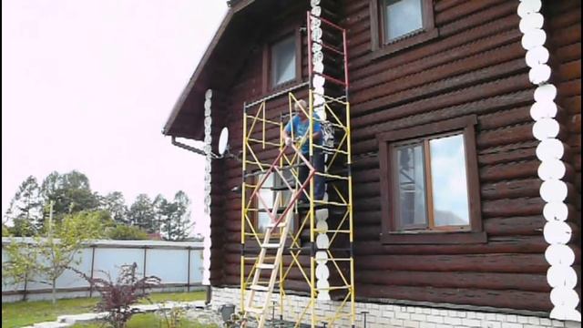 Обработка покраска торцов бревен сруба. Состав краски на основе извести. Часть II