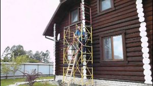 Обработка покраска торцов бревен сруба. Состав краски на основе извести. Часть II