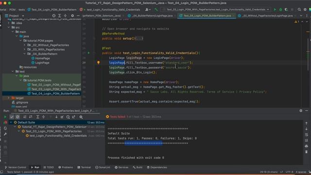 Tutorial | POM | Selenium WebDriver + Java | Part 04 - Builder Pattern смотреть онлайн