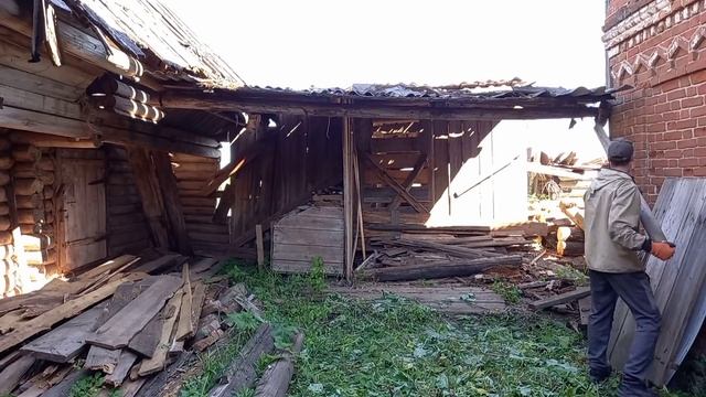 Старина дом. 3. Ломать не строить 1.0 - разбираю сени и навес. Тележка для брёвен.
