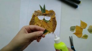 "Сова" аппликация из осенних листьев???