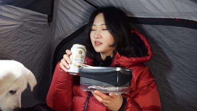댕댕이와 한파 특보 백패킹  | 비화식 백패킹 캠핑 | 부추 훈제 오리, 차돌박이 부추 버섯 말이  |  Backpacking with puppy