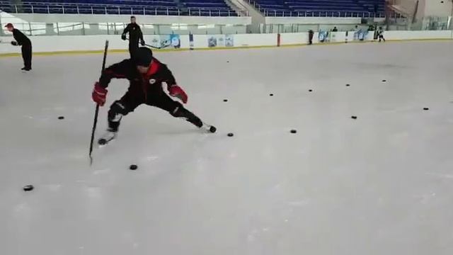 Вратарь фиксирует шайбу. Обучение. смотреть онлайн