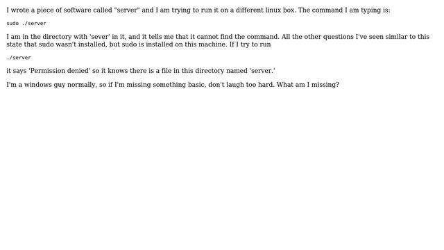 Unix & Linux: sudo: ./server: command not found смотреть онлайн