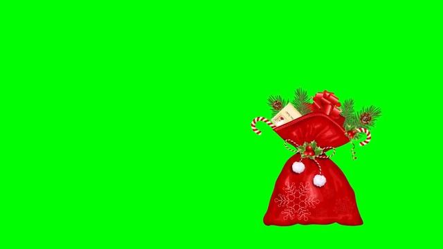 Новогодний футаж Мешок с подарками на хромакее  Green Screen Animation   Chroma Key  Christmas