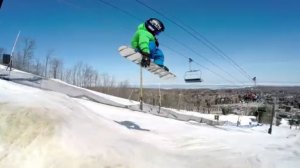 Батя учит сына кататься на сноуборде