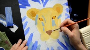 Рисуем льва гуашью. Как нарисовать льва. Лев поэтапно, видеоурок.