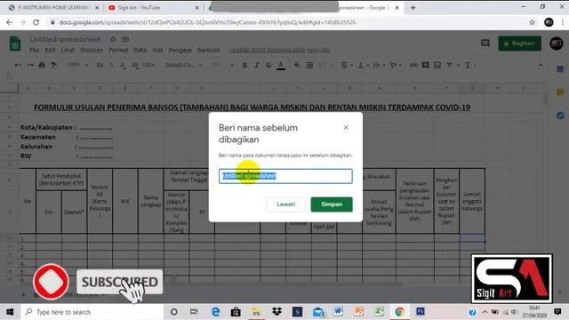 Cara membuat link spreadsheet excel online  Tutorial membuat link spreadsheet excel online