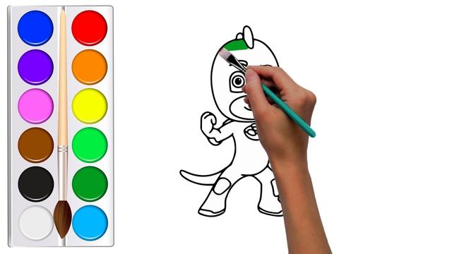 Drawing and Coloring Gekko. Learn how to draw and color Gekko from PJ Masks. смотреть онлайн
