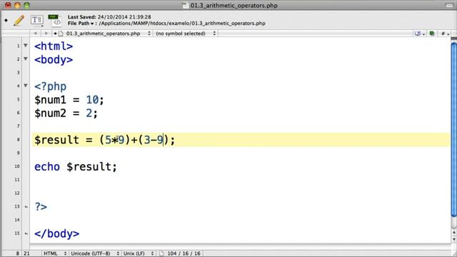 PHP arithmetic operators - 01.3