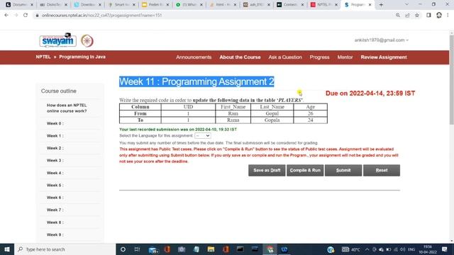 NPTEL | Programming in Java | Week 11 | Quize + Programming Assignment solution | смотреть онлайн