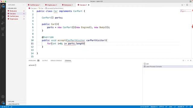 How to Build a Visitor design pattern using java with example
