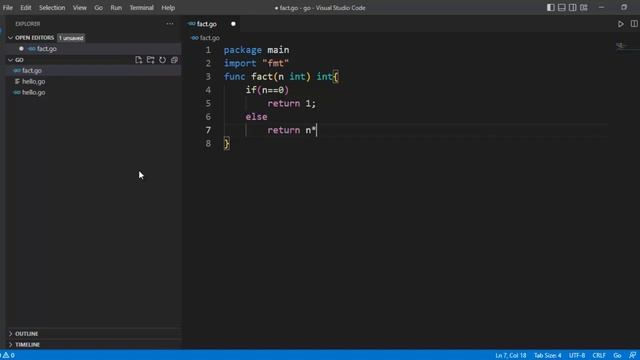 HOW TO FIND FACTORIAL USING RECURSIVE FUNCTION IN GO LANG