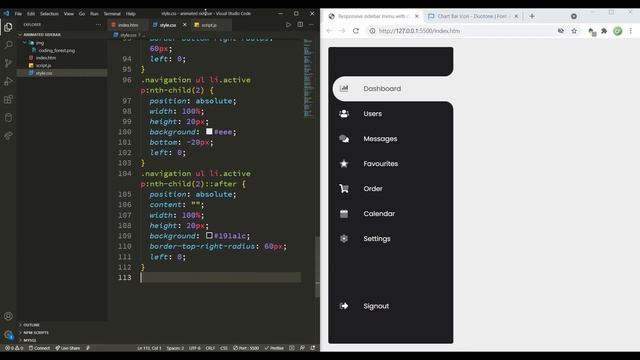 Responsive sidebar menu using Html CSS & Jquery | Curved Outside and animated toggle