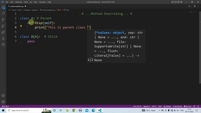 Python Method Overriding | Learn Coding