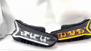 2019+ Kia K5 Switchback LED Hex Halo with DRL Custom Retrofit Black Custom Paint Headlights