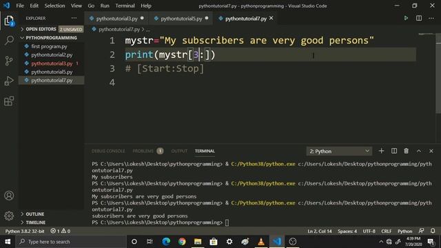 #8 String Slicing Not Cake Slicing || PART 1 || Free Python Tutorials || Coding Anna