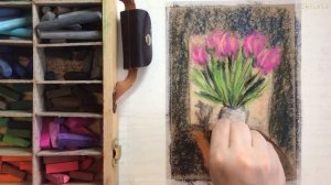 ?Не спеша делаю зарисовку тюльпанов сухой пастелью на крафт бумаге? Soft Pastels mungyo