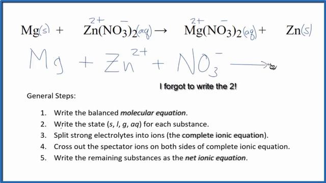 How to Write the Net Ionic Equation for Mg + Zn(NO3)2 = Mg(NO3)2 + Zn смотреть онлайн