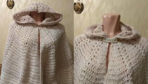 Удивительно простая и эффектная тёплая накидка с капюшоном