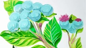 Репейник. Рисунок гуашью при помощи кисти-губки.