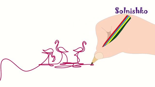 Как нарисовать фламинго. Рисунок одной линией. One line art.