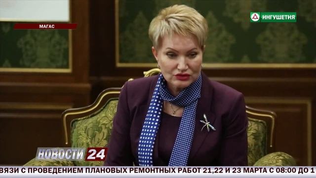 Евкуров встретился с врио руководителя созданного Управления Росстата по СКФО Натальей Скоркиной.