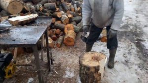 Самодельный винтовой дровокол. Колка березы.