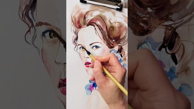 Акварелью? Фешн портрет Часть №2 #художникмосква #ивент