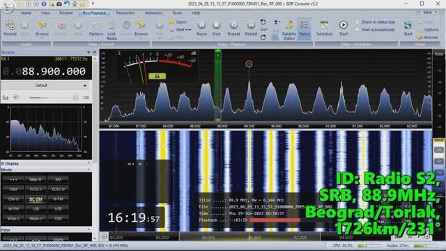 29.06.2023 13:19UTC, [Es], Radio S2, Сербия, 88.9МГц, 1726км