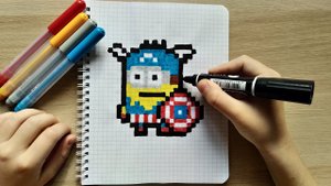 КАК НАРИСОВАТЬ МИНЬОНА СУПЕР ГЕРОЯ - рисуем по клеточкам // how to draw