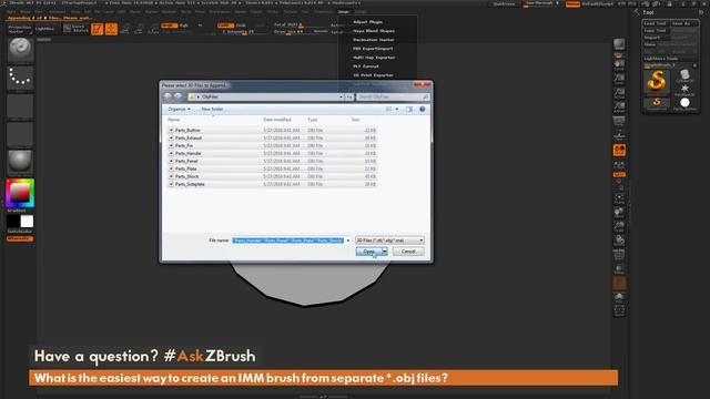 #AskZBrush: “What is the easiest way to create an IMM brush from separate *.obj files?”