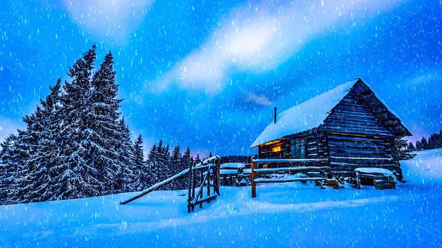 Winter Snow Storm Ambiance with Wind Chimes and a Winter Cabin with Heavy Snow Coming Down смотреть онлайн