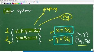 Given x + y =2 and y = 3x – 1, what is x and y?