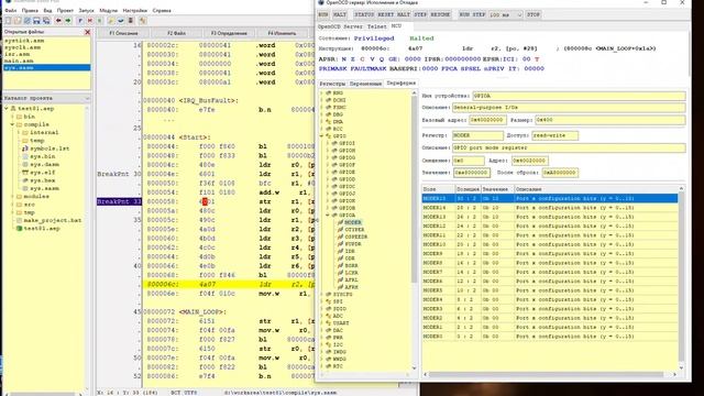 STM32 Assembler Editor: Отладка: Просмотр периферии mcu смотреть онлайн