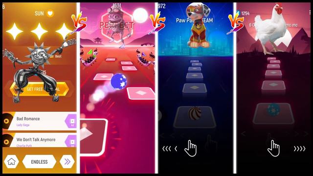 SUN Vs Crazy Frog Vs Paw Patrol Team Vs Chicken Song - Tiles Hop EDM Rush! смотреть онлайн