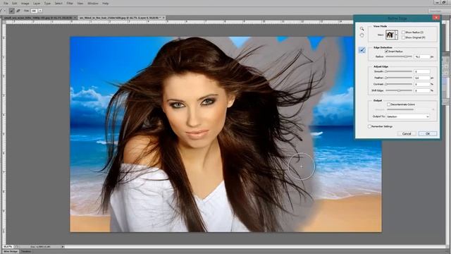 Как быстро вырезать волосы в программе Adobe Photoshop смотреть онлайн